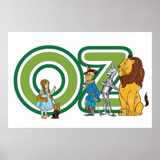 Tovenaar van Oz-tekens en tekstletters uit het ver Poster (Voorkant)