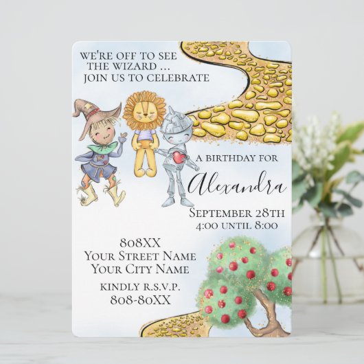 Tovenaar van Oz Theme Cute Illustrated Story Kaart (Staand voorkant)