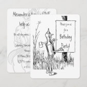 Tovenaar van Oz. Tinman en Lion Birthday Kaart (Voorkant / Achterkant)