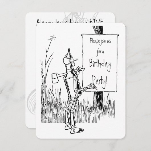 Tovenaar van Oz. Tinman en Lion Birthday Kaart (Voorkant / Achterkant)