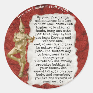 Tovenaar van Oz Tinman Geluk Red Gold Ronde Sticker