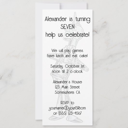 Tovenaar van Oz, Tinman Hart Verjaardagsfeest Kaart (Achterkant)