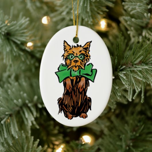  Tovenaar van Oz Toto Dog met Groene Bow Keramisch Ornament (Boom)