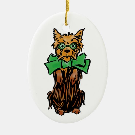  Tovenaar van Oz Toto Dog met Groene Bow Keramisch Ornament (Voorkant)