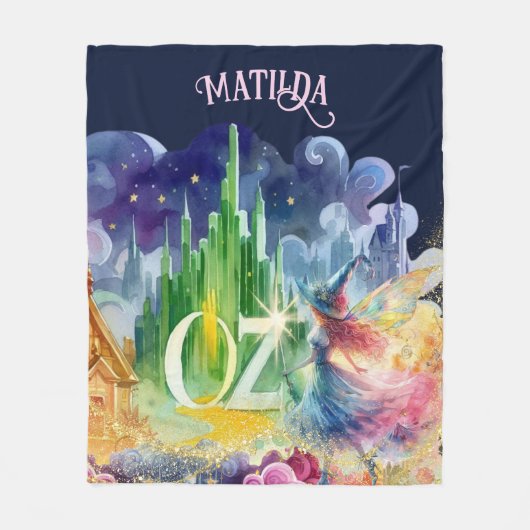 Tovenaar van Oz Verjaardag Goede Heks Aangepaste D Fleece Deken (Voorkant)