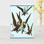 Tovenaar van Oz Winged apen die apen vliegen Kaart (Gele Bloem)