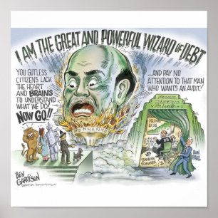 Tovenaar van schuldenafdrukken poster