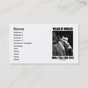 Tovenaar van Wireless Nikola Tesla (1856-1943) Visitekaartje