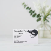 Tovenaar voor huur visitekaartje (Staand voorkant)