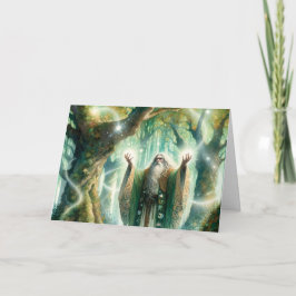 Tovenaar werpt bescherming spreuk "Happy Birthday! Kaart