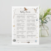 Tovenaars babyshower baby trivia spel kaart (Staand voorkant)