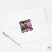 Tovenaars en Ghouls Vierkante Sticker (Envelop)