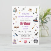 Tovenaars en Heksen Waterverf Magie Verjaardag Kaart (Staand voorkant)