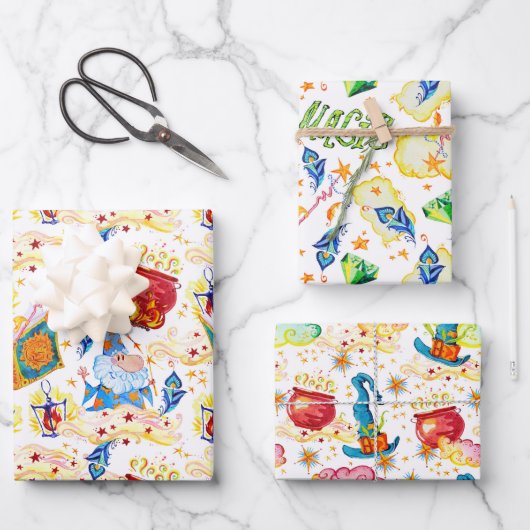 Tovenaars inpakpapier set van 3 vel (Voorkant)