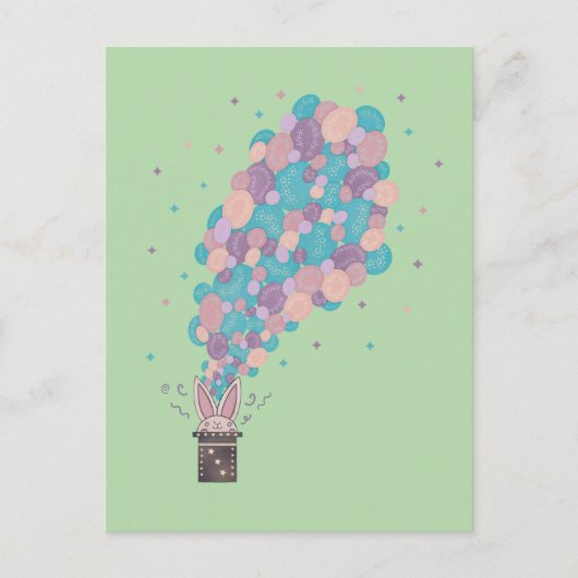 Tovenaars Konijn Bubbel Explosie | Whimsische Magi Briefkaart (Voorkant)