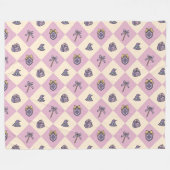 Tovenaarschool Monogram Roze Fleece Deken (Voorkant (Horizontaal))