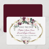 Tovenaarse Goud Bourgondië Blush Bloemachtige Brui Save The Date (Voorkant / Achterkant)