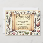 Tovenaarsfeestje Heksenfeest Toverfeest Toverstave Kaart (Voorkant)