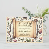 Tovenaarsfeestje Heksenfeest Toverfeest Toverstave Kaart (Staand voorkant)