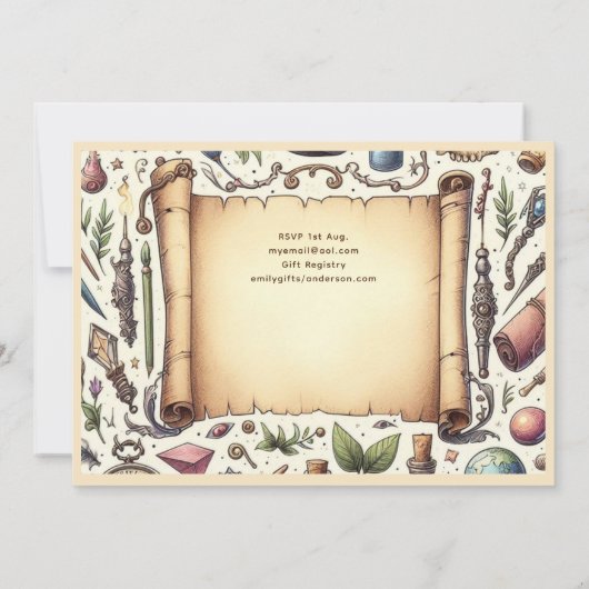 Tovenaarsfeestje Heksenfeest Toverfeest Toverstave Kaart (Achterkant)