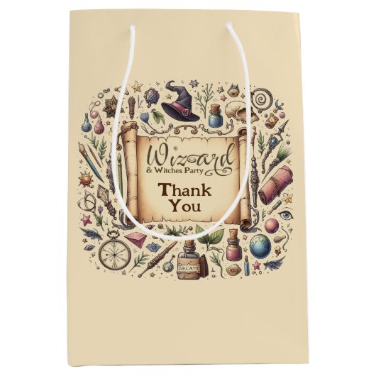 Tovenaarsfeestje Heksenfeest Toverfeest Toverstave Medium Cadeauzakje (Voorkant)