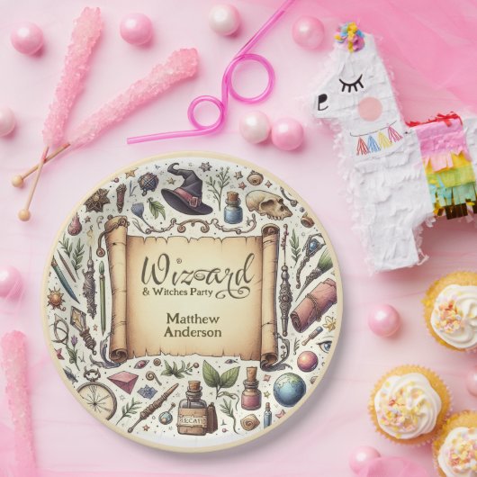 Tovenaarsfeestje Heksenfeest Toverfeest Toverstave Papieren Bordje (Feest)