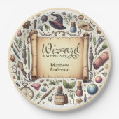 Tovenaarsfeestje Heksenfeest Toverfeest Toverstave Papieren Bordje (Voorkant)