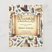 Tovenaarsfeestje Toverstaven Heksen Hats Flyer (Voorkant)