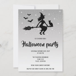 Tovenaarsfeestje Zilver en Zwart Halloween-feest Kaart