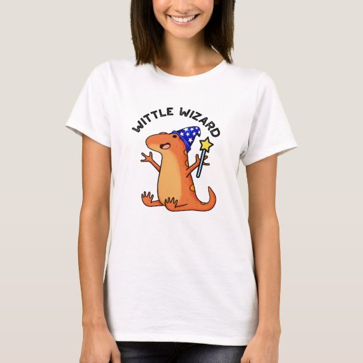 Tovenaarsgrapje met leuke hagedis t-shirt (Voorkant)