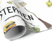 Tovenaarsheemschooluil Persoonlijk Cadeaupapier (Rol Hoek)