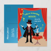 Tovenaarsjongenshow verjaardagsfeestje uitnodiging briefkaart (Voorkant / Achterkant)