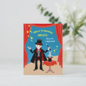 Tovenaarsjongenshow verjaardagsfeestje uitnodiging briefkaart (Staand voorkant)