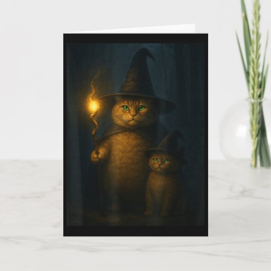 Tovenaarskat Weirde Grappige Halloween Katten Meme Kaart (Voorkant)