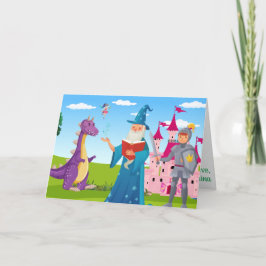 Tovenaarsridder Draak Sprookje Kinderen Fantastisc Kaart