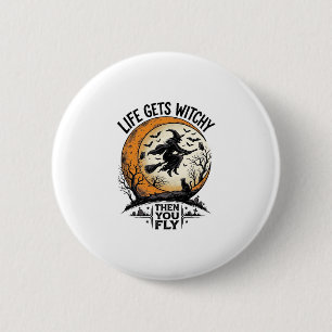 Tovenaarsshirt uit het verleden Retro Halloween Vl Ronde Button 5,7 Cm