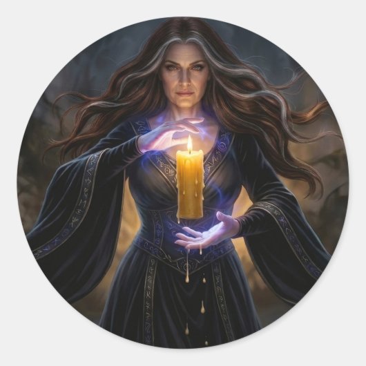 Tovenares van de Arcane Kaars Ronde Sticker (Voorkant)