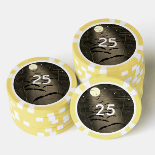 Tovenari uur Volle Maan Vleermuizen Vintage Hallow Poker Chips