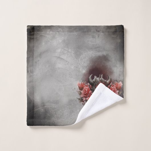 tovenarij | Donker Gehoornde Demon Met Gloeiende R Bad Handdoek (Wasdoekje)