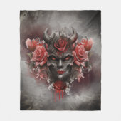 tovenarij | Donker Gehoornde Demon Met Gloeiende R Fleece Deken (Voorkant)