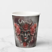 tovenarij | Donker Gehoornde Demon Met Gloeiende R Papieren Bekers (Voorkant)