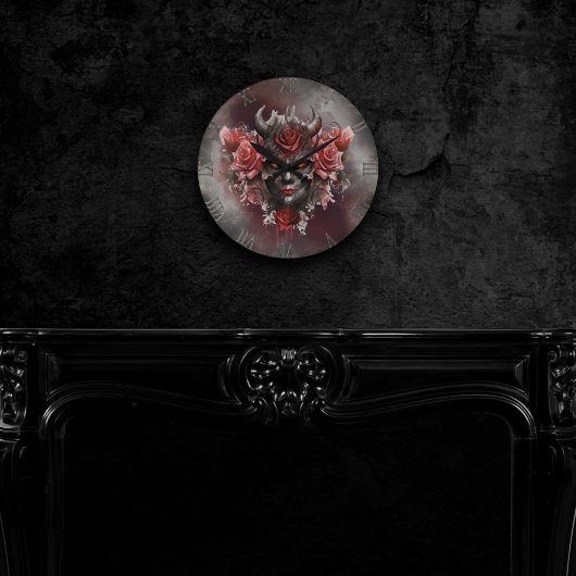 tovenarij | Donker Gehoornde Demon Met Gloeiende R Ronde Klok