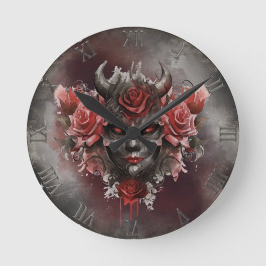 tovenarij | Donker Gehoornde Demon Met Gloeiende R Ronde Klok (Voorkant)