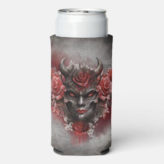 tovenarij | Donker Gehoornde Demon Met Gloeiende R Seltzer Blikjeskoeler (Seltzer Achterkant)
