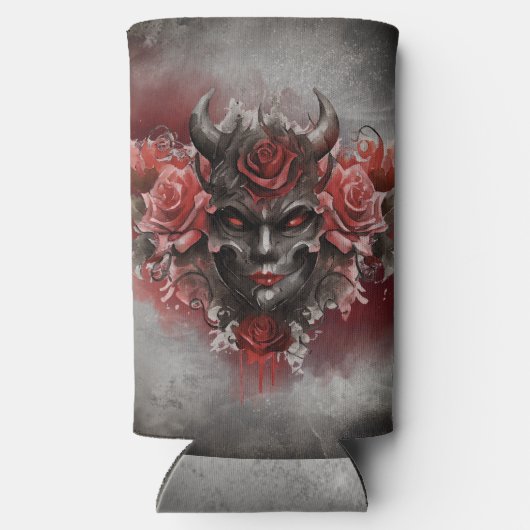 tovenarij | Donker Gehoornde Demon Met Gloeiende R Seltzer Blikjeskoeler (Achterkant)