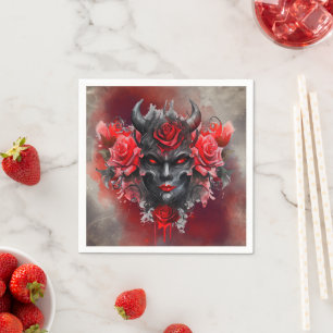 tovenarij   Donker Gehoornde Demon Met Gloeiende R Servet