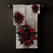 tovenarij | Gotisch pentagram met doornige rode ro