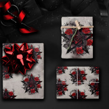 tovenarij | Gotisch pentagram met doornige rode ro