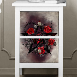 tovenarij | Gotisch pentagram met doornige rode ro Tissuepapier