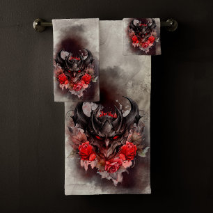 tovenarij Red Eyed Smoky Demon Beast met Rozen Bad Handdoek